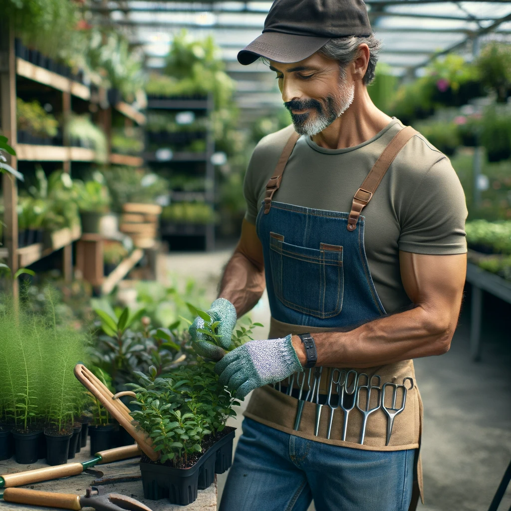 Persona cuidando plantas